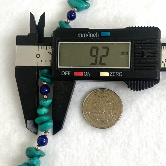 Sterling Silver 925 Dakota West Turquoise Chip & Round Lapis Beaded Bracelet 7" - Picture 14 of 16